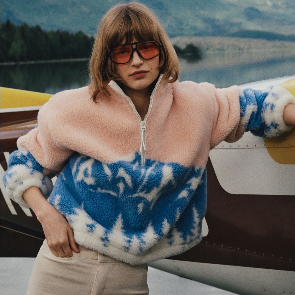 Beach Riot Leona Sherpa Quarter-Zip pullover